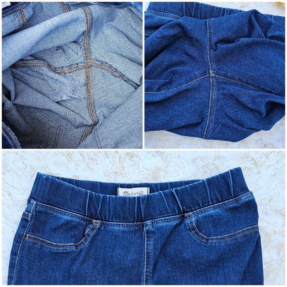 Elastic Waist Jeans Madewell Pull On Skinny Jean Size 28 Dark Stretch Denim Crop - Picture 5 of 10
